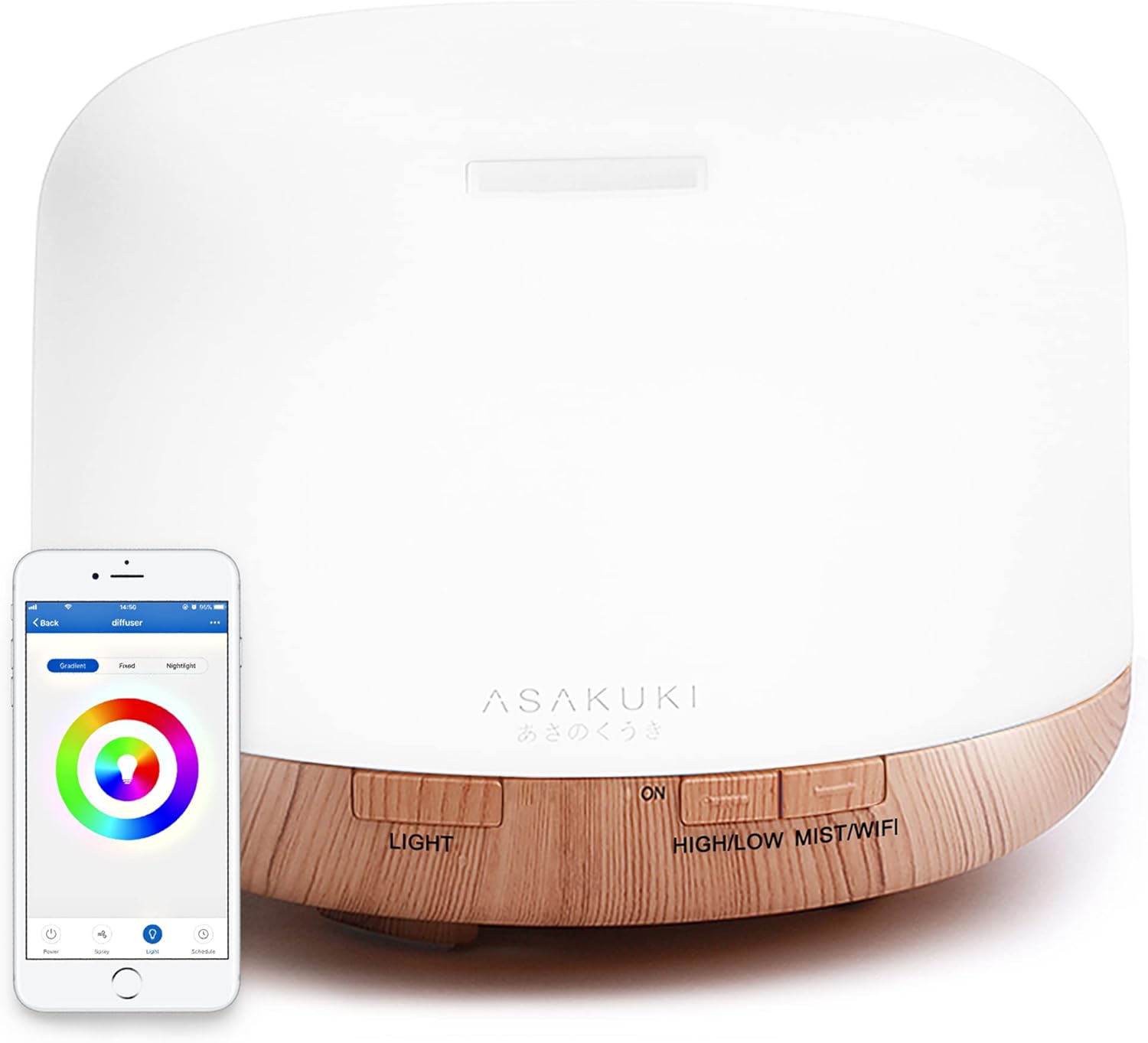 ASAKUKI Smart Wi-Fi Essential Oil Diffuser, App and Voice Control Compatible with Alexa, 500ml Aromatherapy Humidifier for Relaxing Atmosphere in Home Office Bedroom Gold