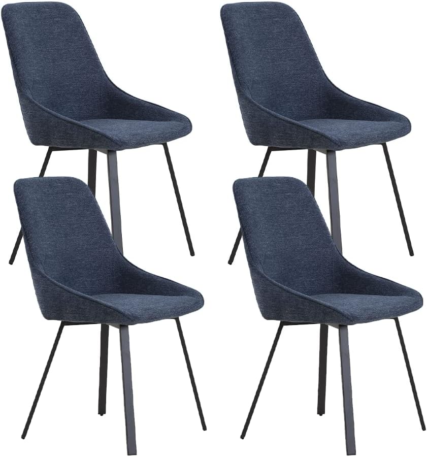 WILLIAMSPACE Modern Dining Chairs Set of 4, Kitchen Chair with Stable Metal Legs, Upholstered Side Chair for Dining Room Living Room Bedroom Kitchen (Blue, 4 Pack)