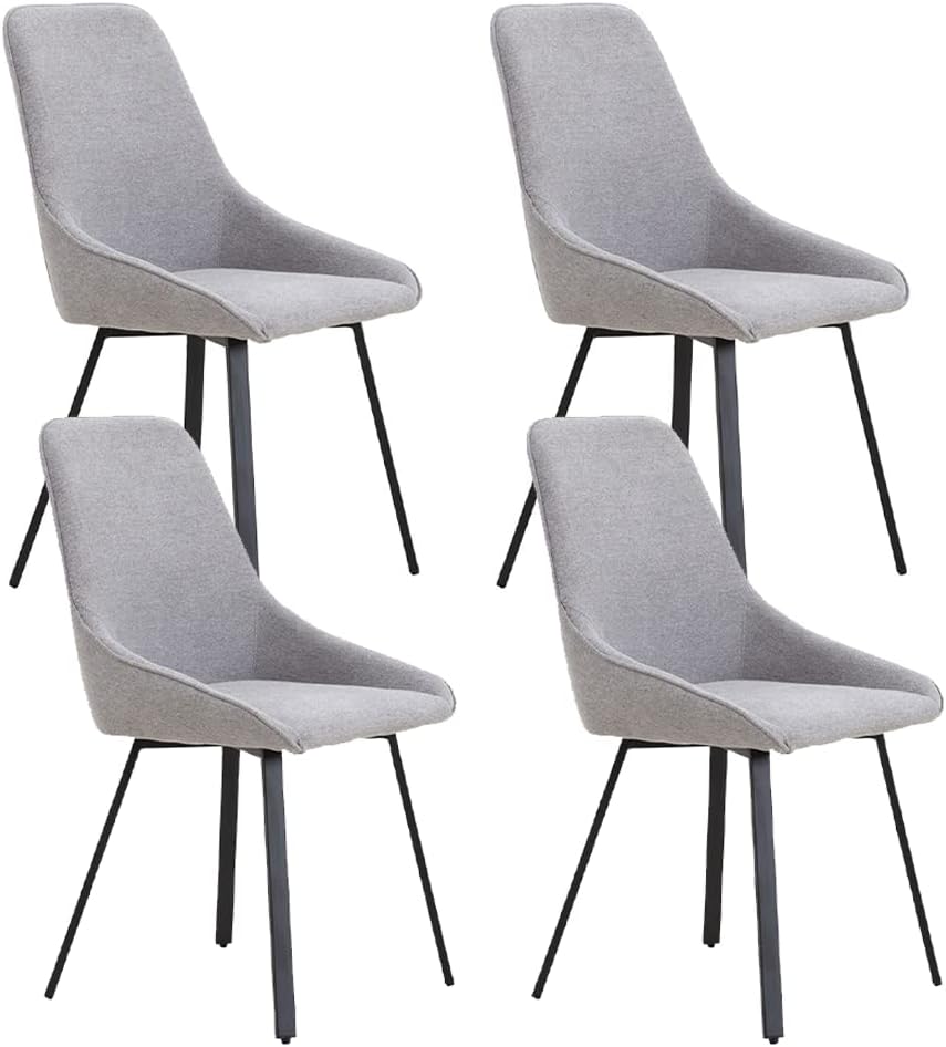 WILLIAMSPACE Modern Dining Chairs Set of 4, Kitchen Chair with Stable Metal Legs, Upholstered Side Chair for Dining Room Living Room Bedroom Kitchen (Grey, 4 Pack)