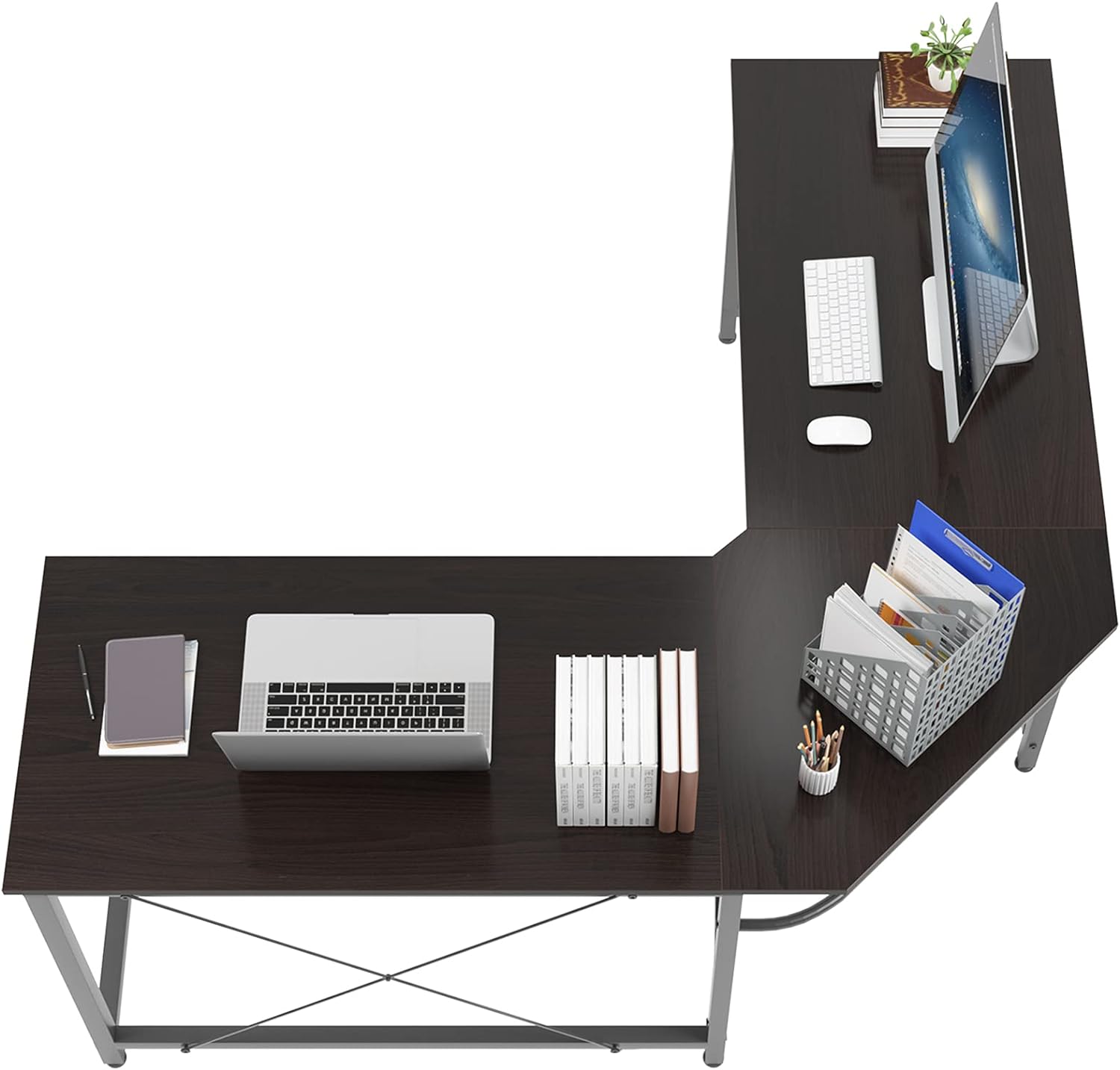 L Shaped Gaming Desk, L Desk Computer Corner Desk, soges 59 x 59 inches Large L Shaped Desk for Home Office, Sturdy Writing Desk Writing Workstation Gaming Table