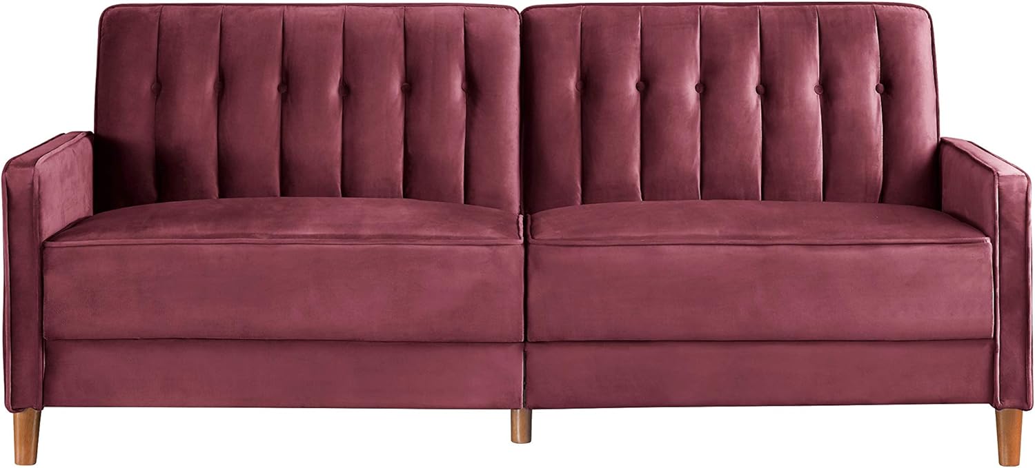 Grattan Mid Century Velvet Uphostered Convertible Sofa Bed, Burgundy