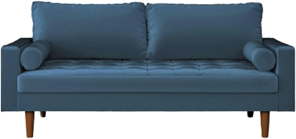 Womble Modern Velvet Upholstered Living Room Diamond Tufted Chesterfield Sofa with Gleaming Nailheads, Ross Blue