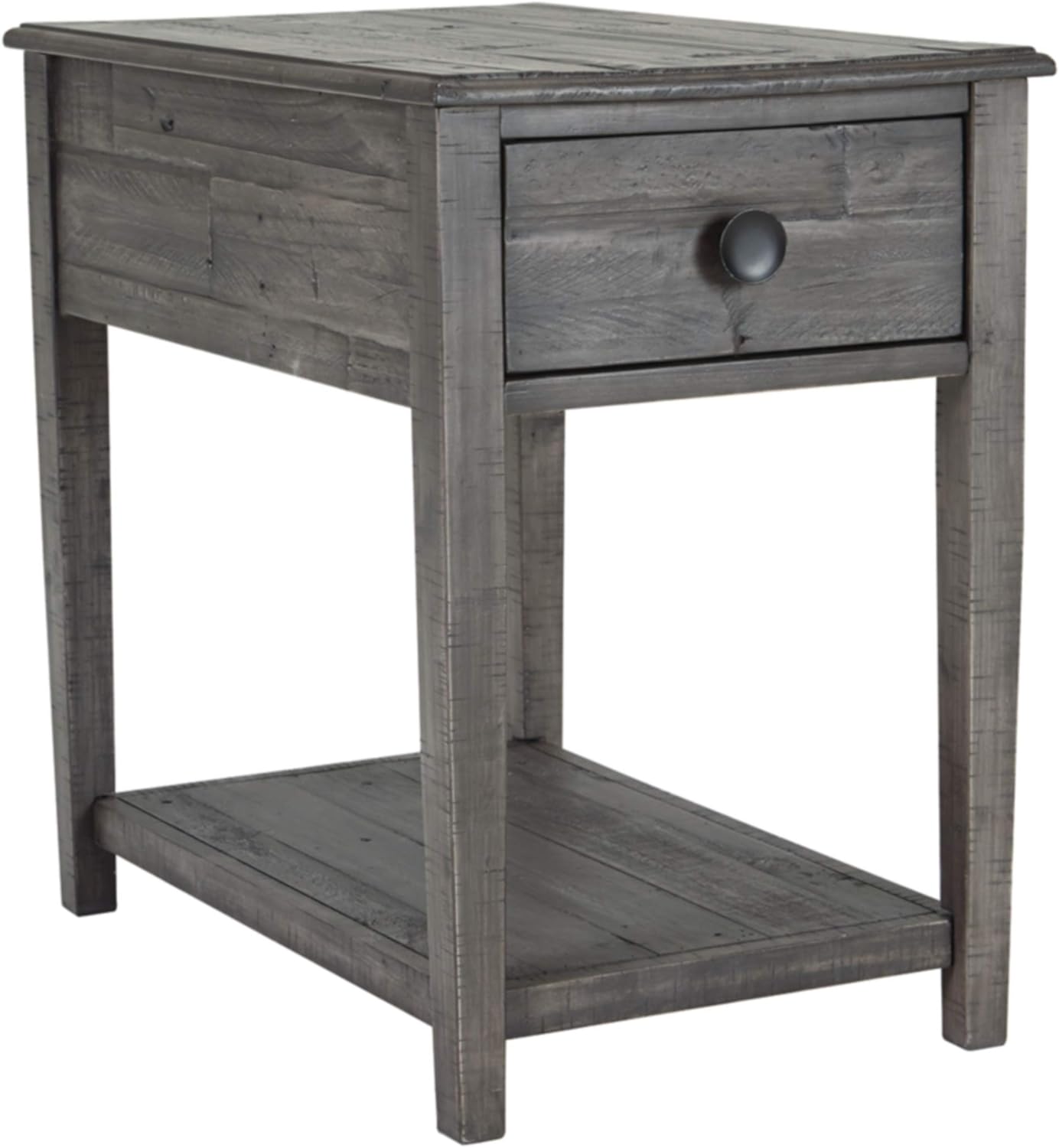 Signature Design by Ashley Borlofield Farmhouse Rectangular End Table with Drawer, Gray