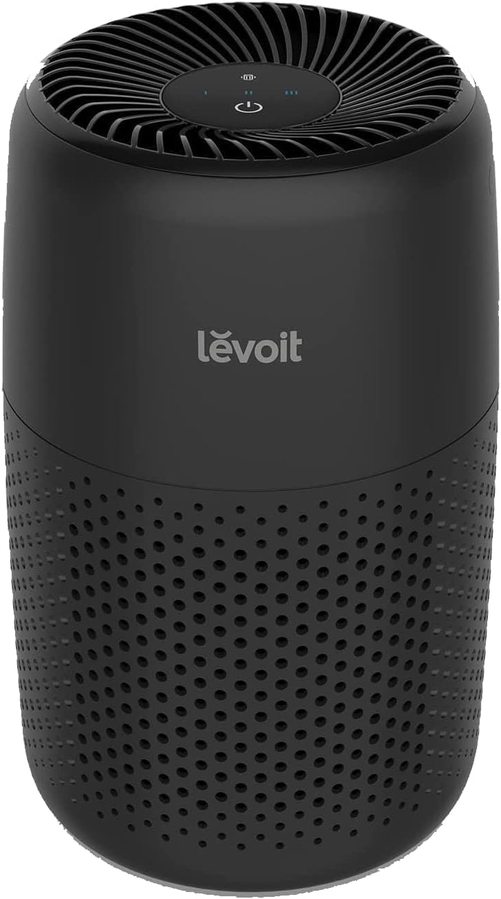 LEVOIT Air Purifiers For Bedroom Home, 3-in-1 Filter Cleaner With Fragrance Sponge For Better Sleep, Filters Smoke, Allergies, Pet Dander, Odor, Dust, Office, Desktop, Portable, Core Mini-P, Black