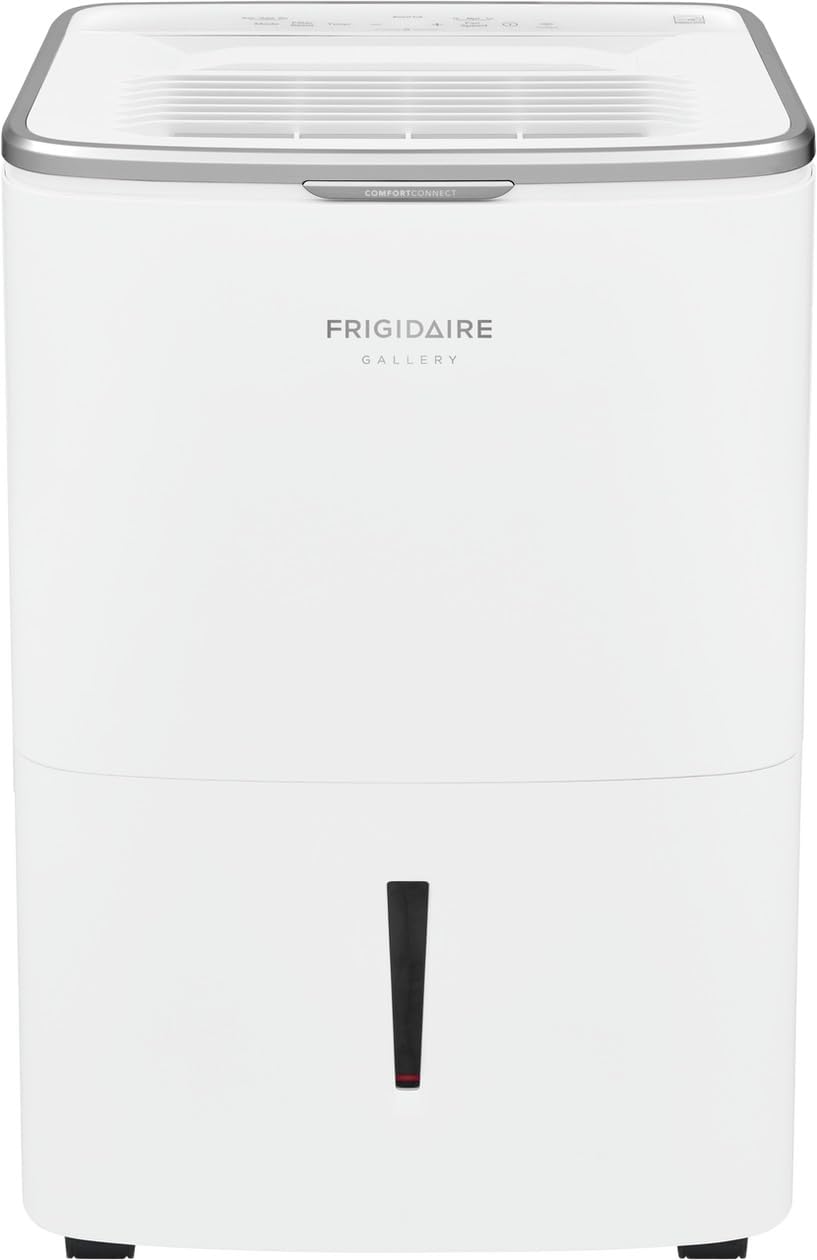 Frigidaire 50 Pint Wi-Fi Connected Dehumidifier, 4,500 Square Foot Coverage, Ideal for Large Rooms and Basements, 1.7 Gallon Bucket Capacity, Continuous Drain Option