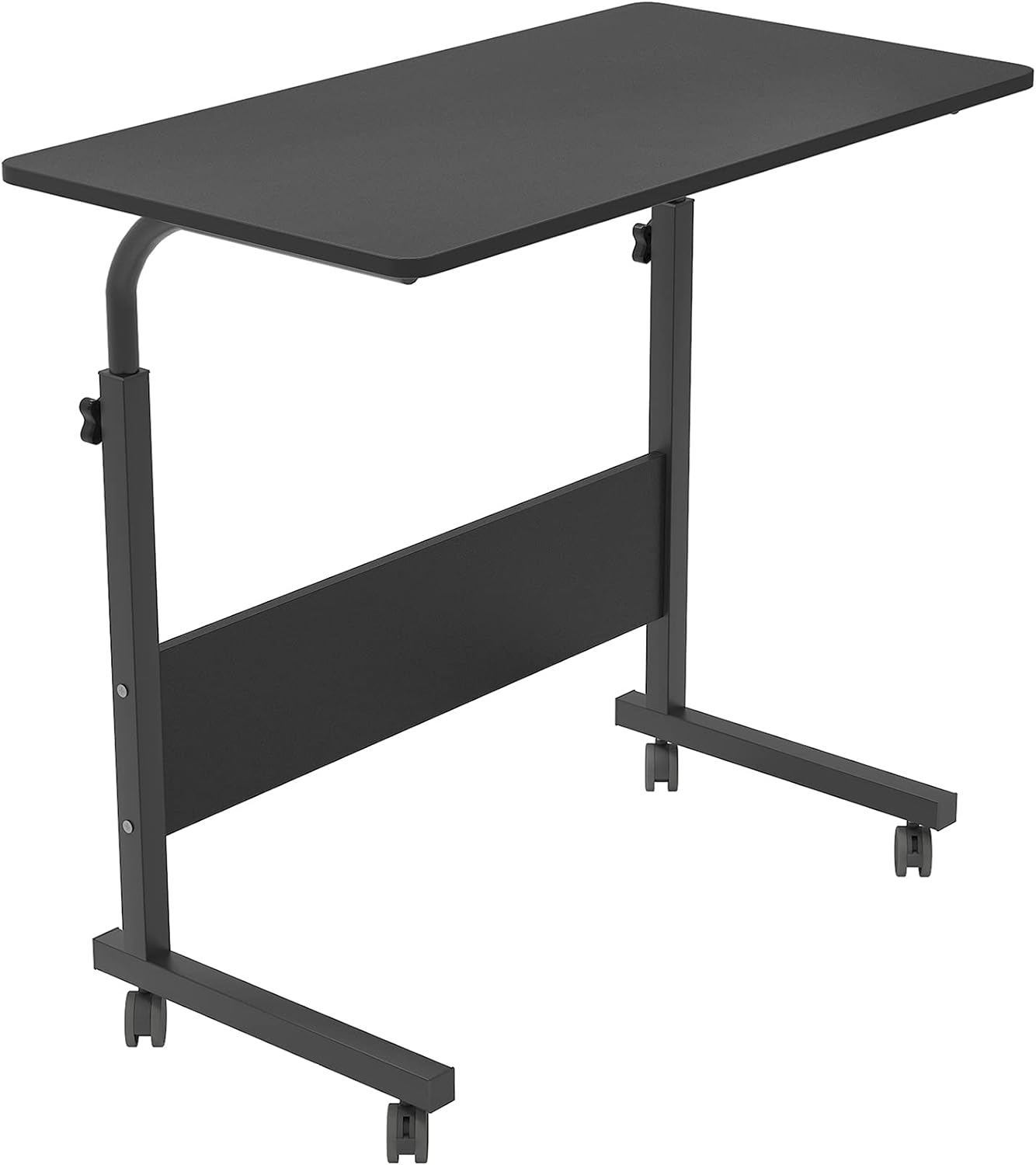 soges 31.5 inches Adjustable Mobile Desk, Small Rolling Lapdesk, Movable Sit-Stand Laptop Table, Standing Computer Desk Cart Tray for Bed Sofa Couch, Black