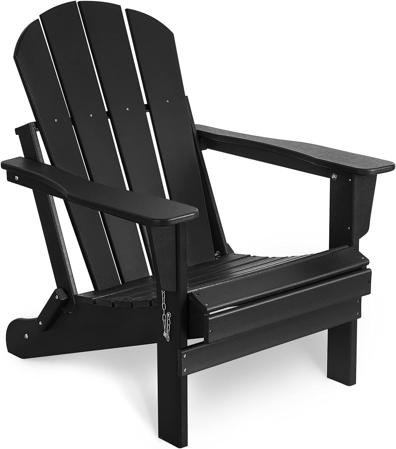 WILLIAMSPACE Folding Adirondack Chair Outdoor, Weather Resistant Patio Chairs for Garden Deck Backyard, Easy Maintenance & Classic Adirondack Chairs Design - Black