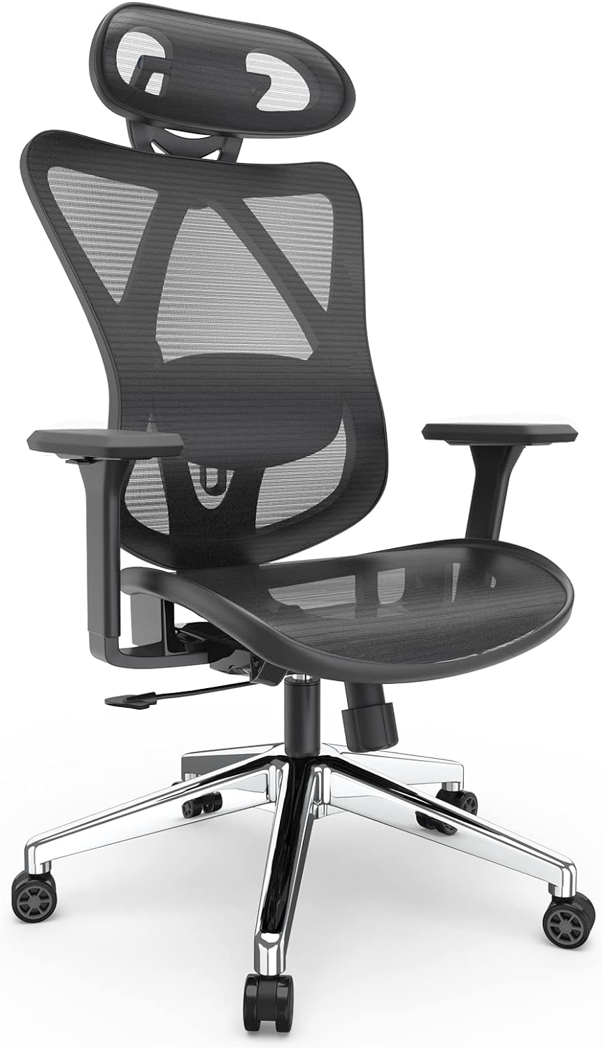 Ergonomic Mesh Office Chair, High Back Computer Chair with Adjustable & Lumbar Arms & Headrest, Comfortable Home Desk Chair for Long Hours Sitting