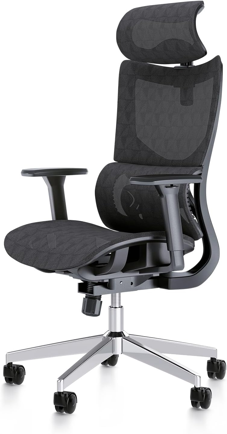 Ergonomic Office Chair with 3D Armrest, Big and Tall Computer Desk Chair with Adjustable Headrest, Seat Depth, Lumbar Support, Home Office Gaming Chair