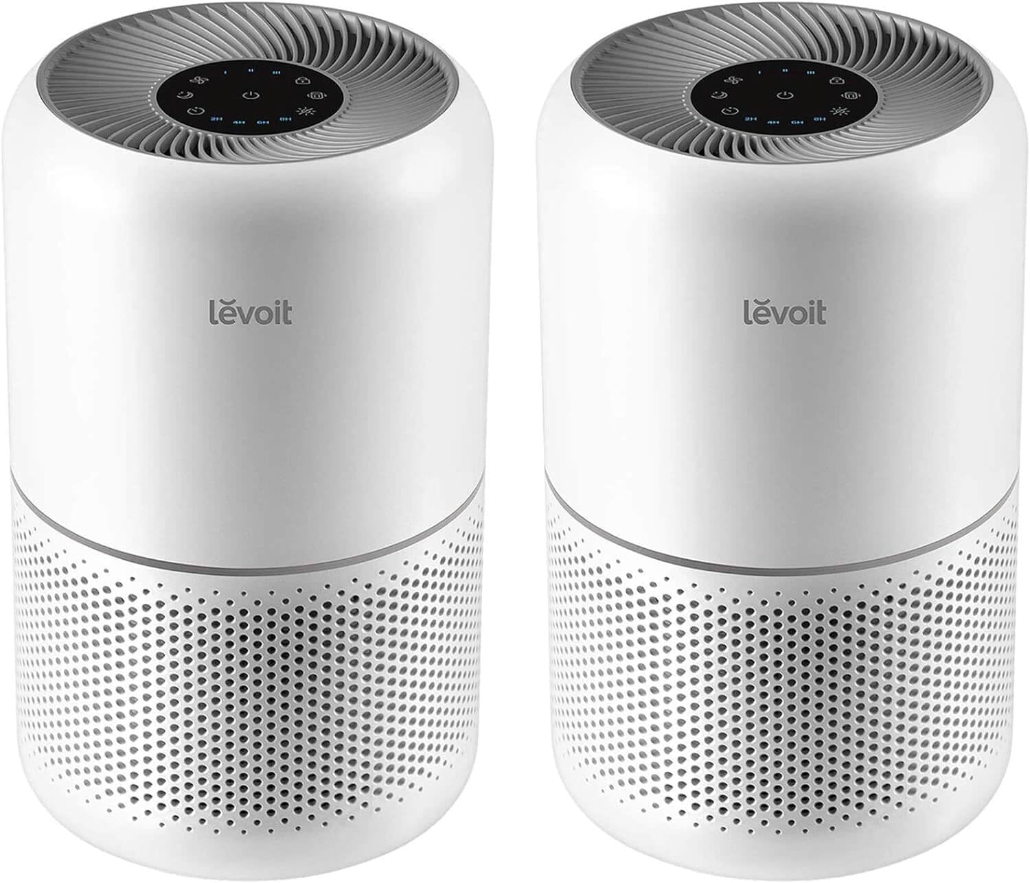 LEVOIT Air Purifier for Home Allergies Pets Hair in Bedroom, Covers Up to 1095 Sq.Foot Powered by 45W High Torque Motor, 3-in-1 Filter, Remove Dust Smoke Pollutants Odor, Core 300, White, 2 Pack