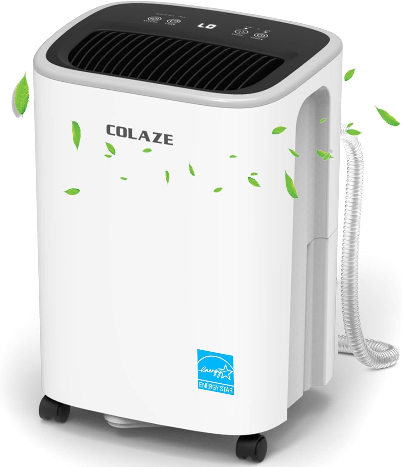 2500 Sq. Ft 30 Pint Dehumidifier, COLAZE DH01 Energy Star Dehumidifiers with Drain Hose for Home Basement Bedroom Bathroom, Auto Defrost & Overflow Protection & Timer with 0.66 Gal Bucket