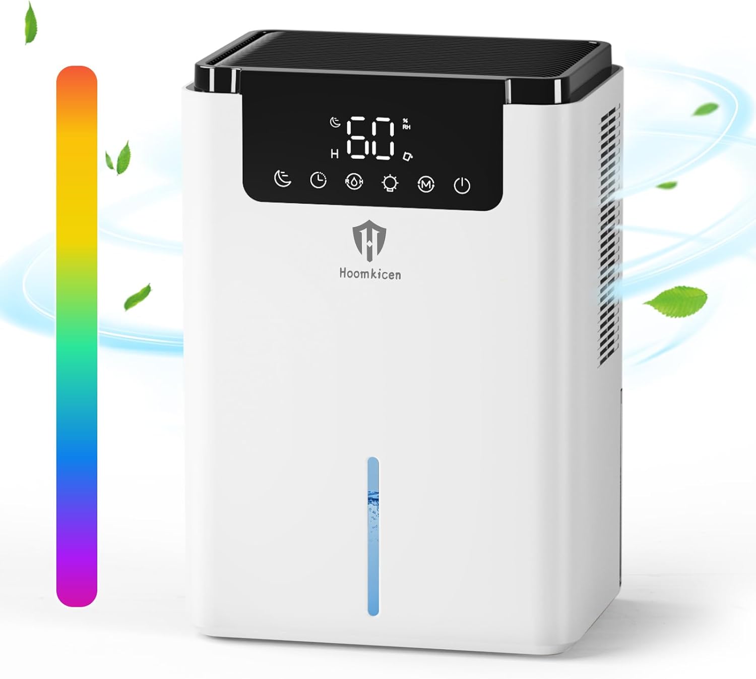 Dehumidifier for Bedroom, 68 OZ Dehumidifiers for Home Basement with Auto Defrost Timer Colorful Light, Small Dehumidifier for Bathroom RV Closet Room (500 sq. ft) White