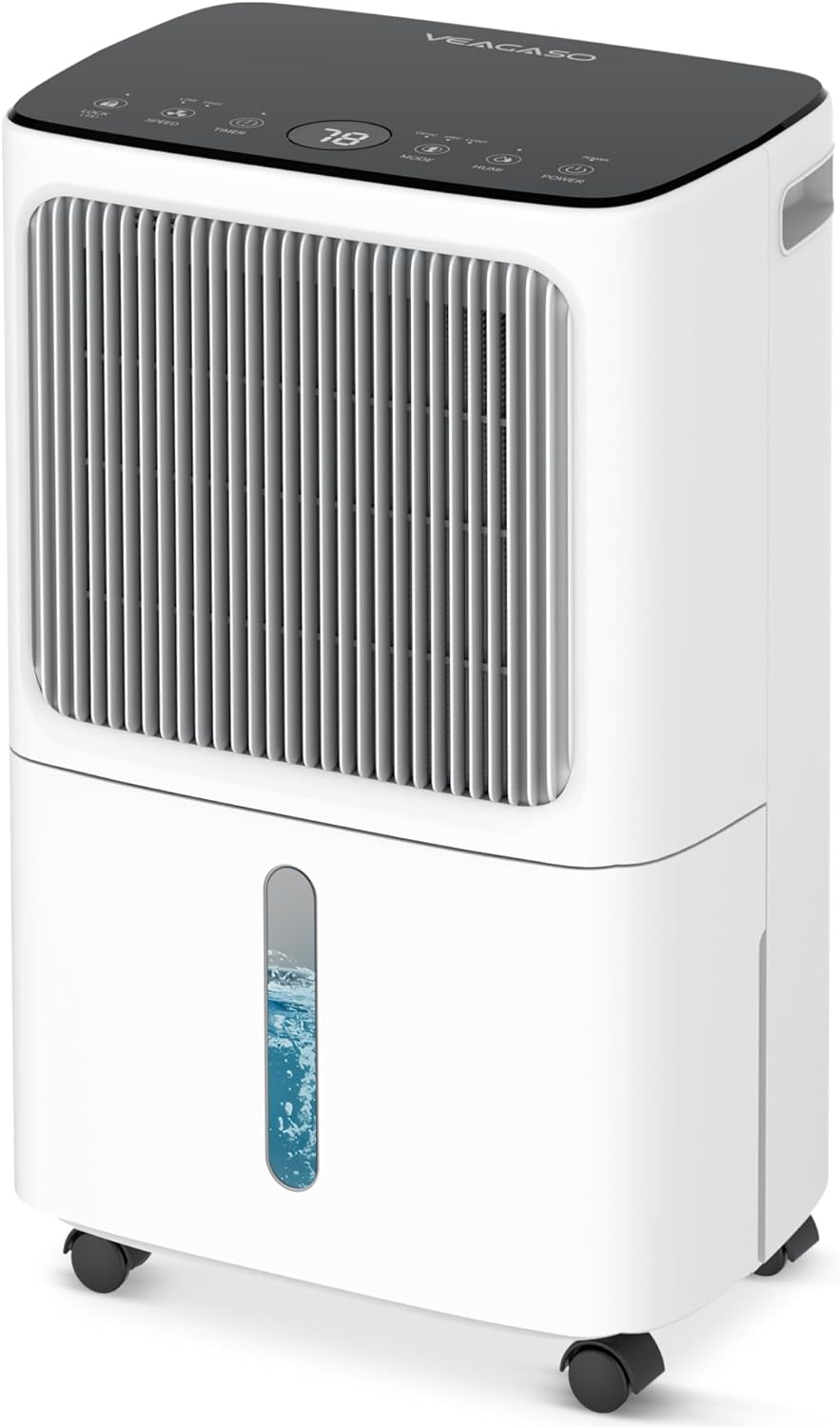 30 Pint Dehumidifiers for Home with Drain Hose, VEAGASO 2,500 Sq.Ft Dehumidifier for Basement, Large Room, Bathroom, Three Operation Modes, Intelligent Humidity Control, Dry Clothes, 24HR Timer