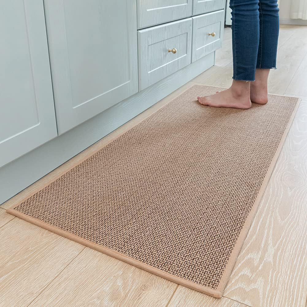 Kitchen Rugs and Mats, Washable Non-Skid Kitchen Mats for Floor, Large Runner Rugs for Kitchen Floor, Front of Sink, Hallway, Laundry Room (Beige, 20x70)