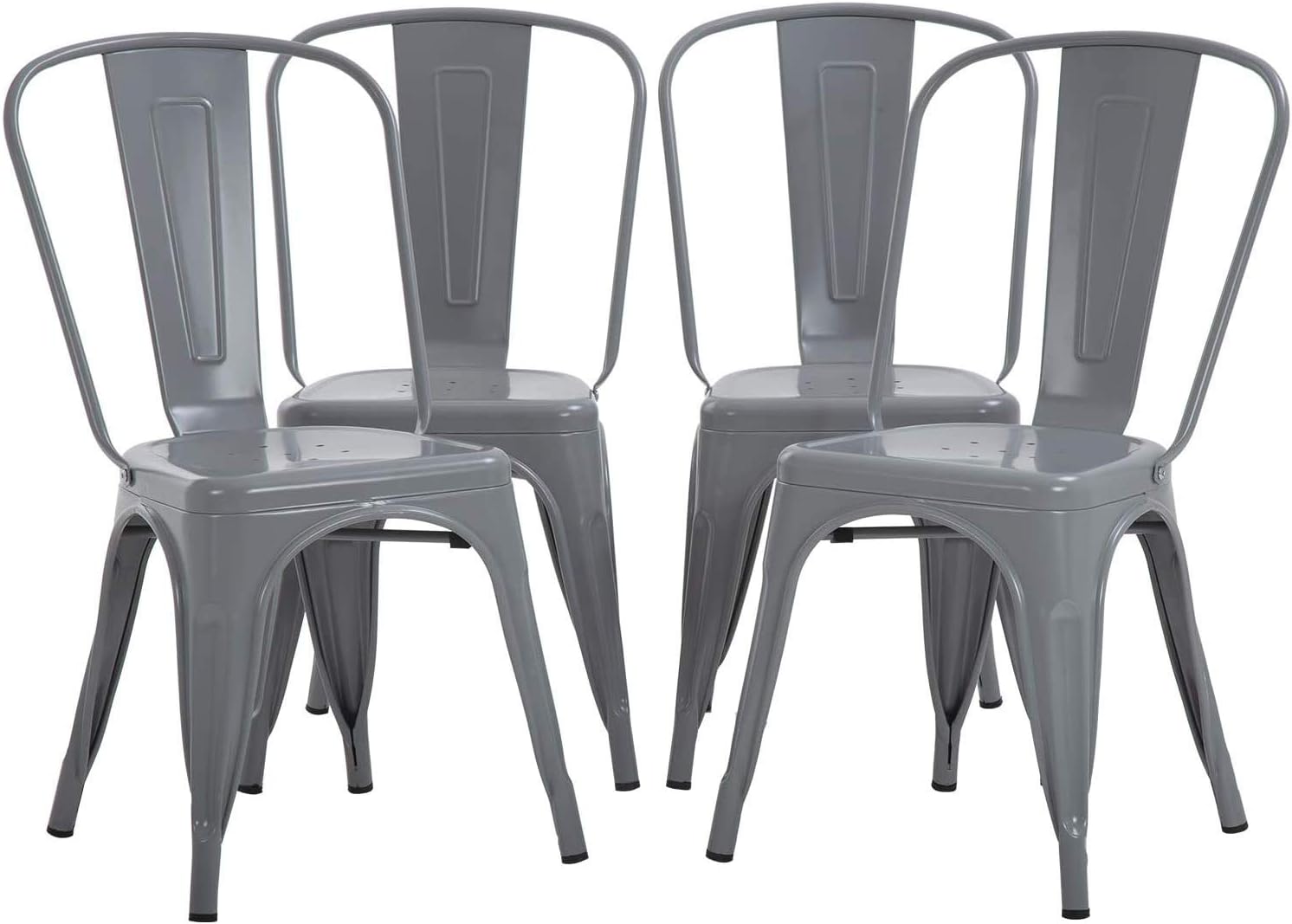 FDW Metal Dining Chairs Set of 4 Indoor Outdoor Chairs Patio Chairs Metal Chairs 18 Inch Seat Height Restaurant Chair Kitchen Chairs 330LBS Weight Capacity Stackable Chair Tolix Side Bar Chairs,Gray