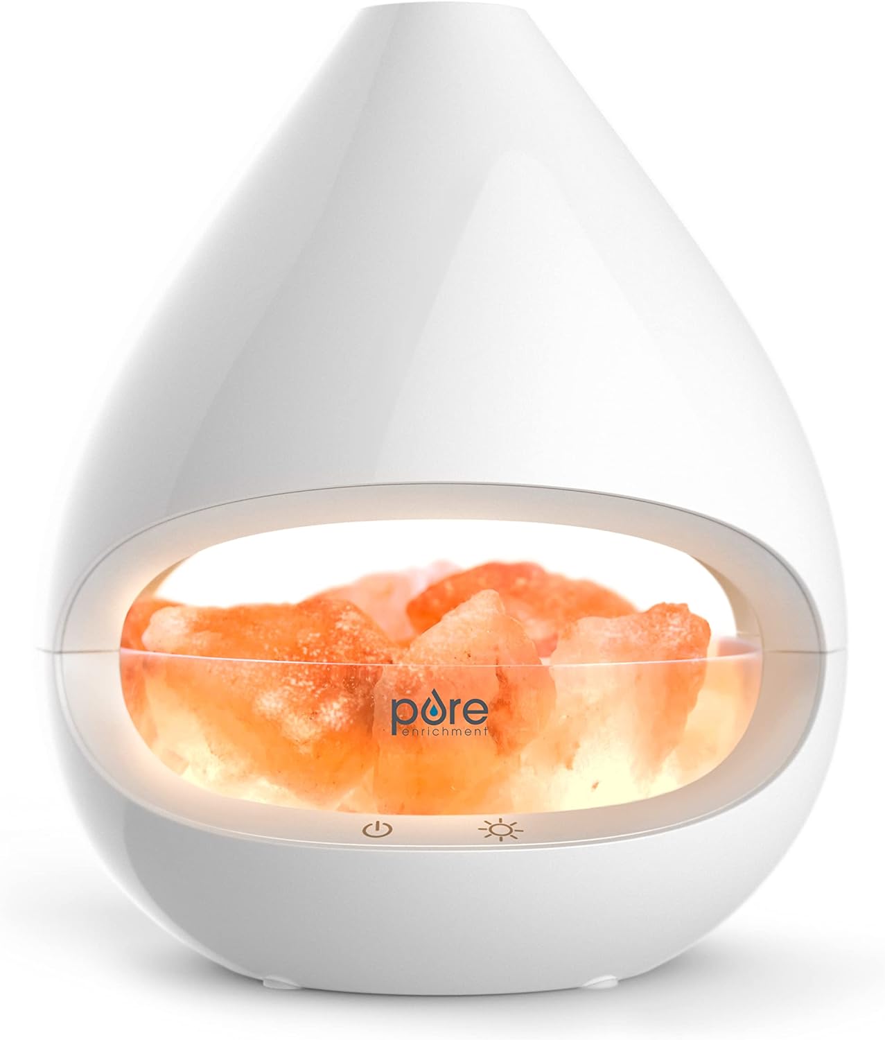 Pure Enrichment PureGlow Crystal - 2-in-1 Himalayan Salt Lamp & Ultrasonic Essential Oil Diffuser, Original Salt Therapy Lamp, 100% Pure Himalayan Salt, Ambient Glow, 160 mL 16-Hour Tank (White)