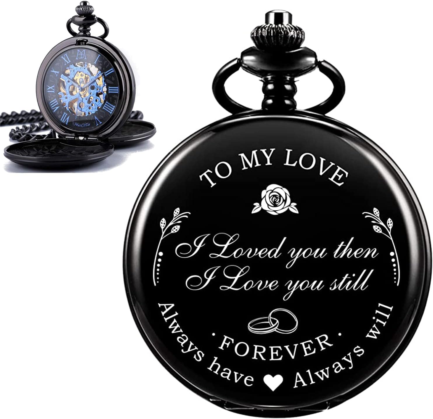 ManChDa Pocket Watch for Men Personalized Gift for Dad Husband Son Groomsmen Engraved Pocket Watches for Men