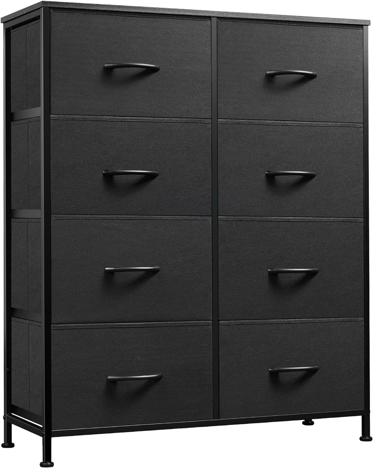 WLIVE Fabric Dresser for Bedroom, Tall Dresser with 8 Drawers, Storage Tower with Fabric Bins, Double Dresser, Chest of Drawers for Closet, Living Room, Hallway, Charcoal Black