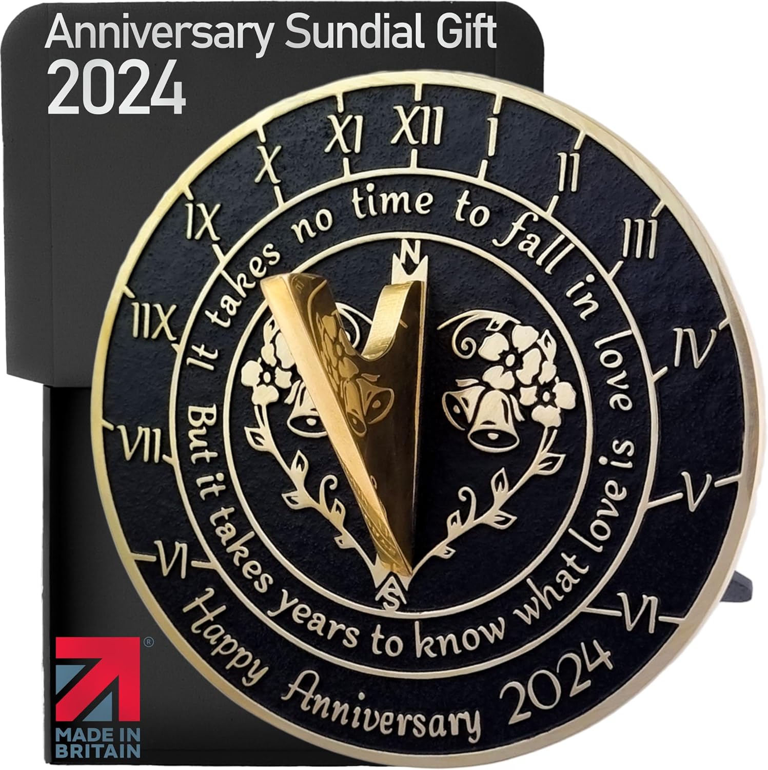 Anniversary Sundial Gift for Any Wedding Anniversary in 2024 - What Love is - Recycled Metal Home Decor Or Garden Present Idea - Handmade in UK for Him, Her Parents Or Couples Celebration