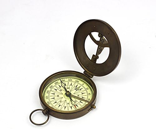 collectiblesBuy Nautical Sundial Compass Round Brass Finish Vintage Navigational Compass Functional Tool Home & Table Decor for Hiking Camping bagpackers