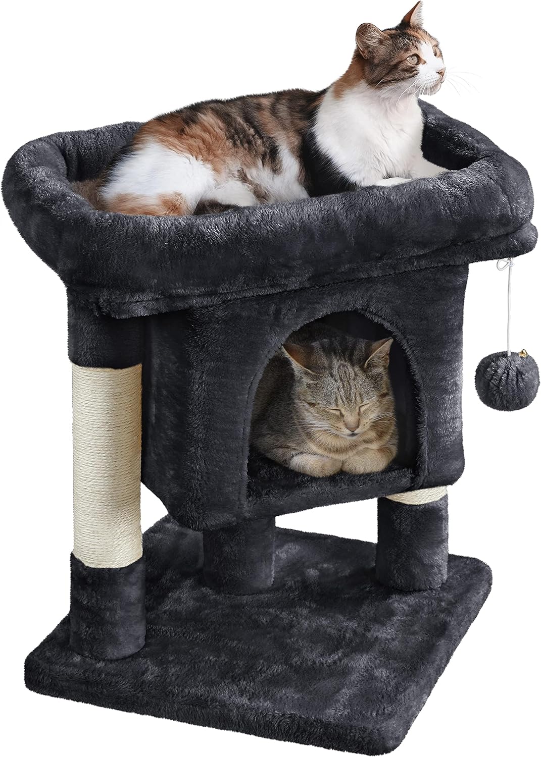 Yaheetech 23.5in Cat Tree Tower, Cat Condo with Sisal-Covered Scratching Posts, Cat House Activity Center Furniture for Kittens, Cats and Pets - Black