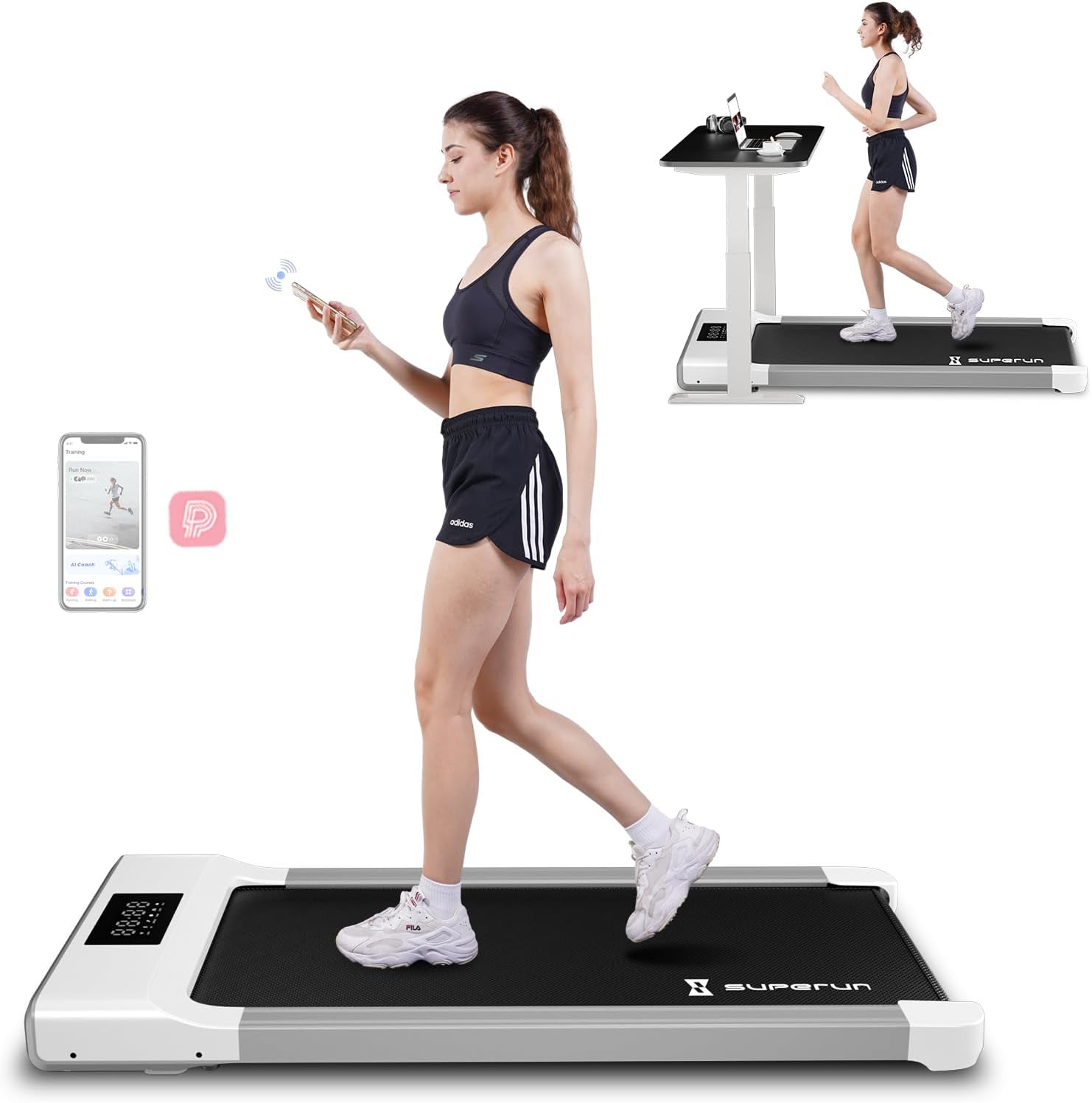 Under Desk Treadmill, Walking Pad, Portable Treadmill with Remote Control LED Display, Quiet Walking Jogging Machine for Office Home Use