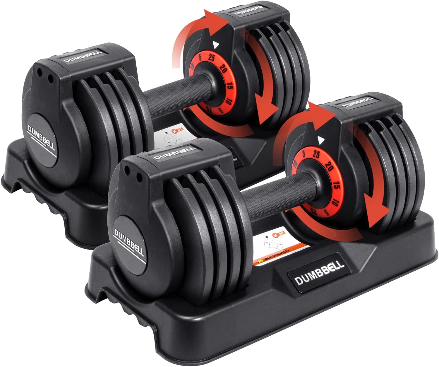 25/55 lbs Pair Adjustable Dumbbell Set, Fast Adjust Dumbbell Weight for Exercises Pair Dumbbells for Men and Women in Home Gym Workout Equipment, Dumbbell with Tray Suitable for Full Body