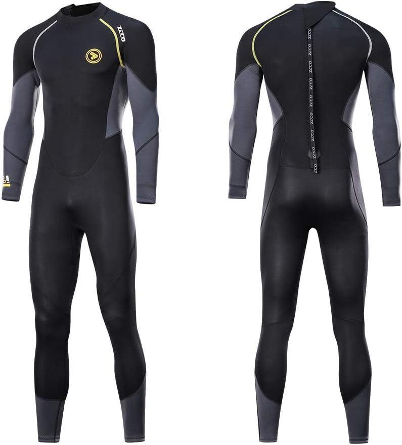 Ultra Stretch 3mm Neoprene Wetsuit, Back Zip Full Body Diving Suit, one Piece for Men-Snorkeling, Scuba Diving Swimming, Surfing