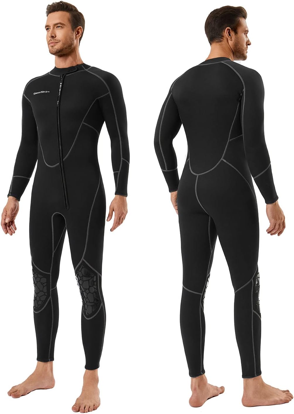 Seaskin Mens 3mm Shorty Wetsuit Womens, Full Body Diving Suit Front Zip Wetsuit for Diving Snorkeling Surfing Swimming