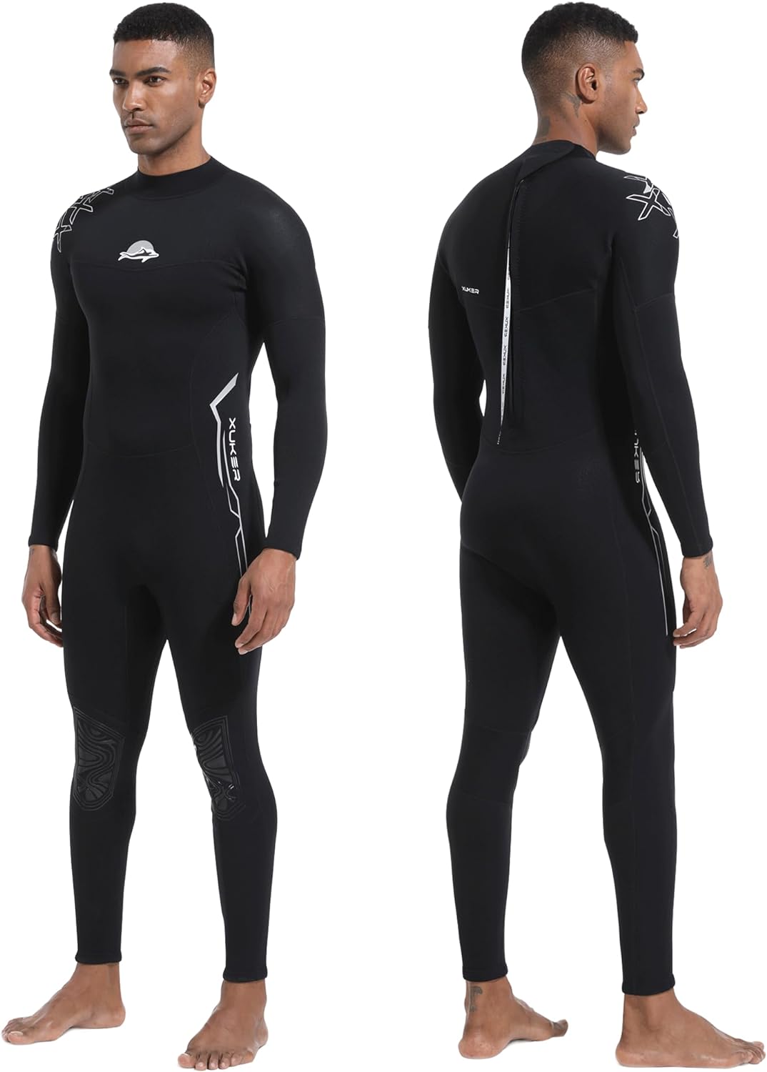 XUKER Women Men Wetsuit 2mm 3mm, Neoprene Wet Suits Front/Back Zip in Cold Water Full Body Dive Suit for Water Sports