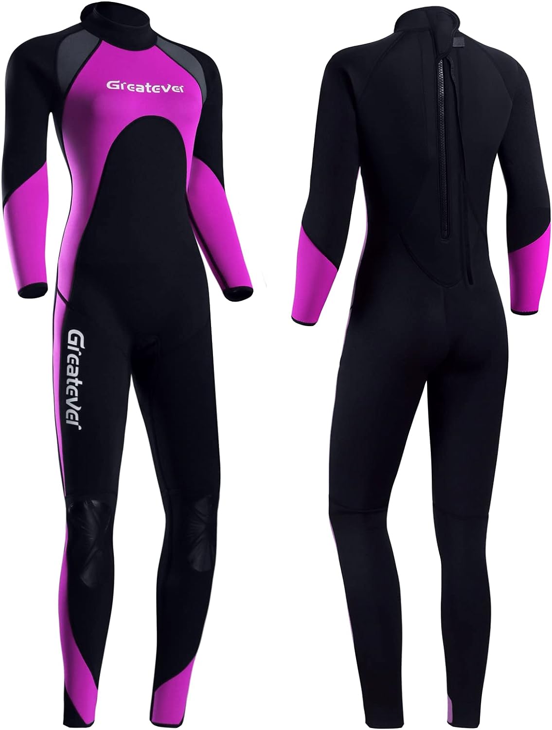 Greatever Wetsuit for Men Women,3mm Neoprene Full Body Keep Warm Long Sleeve Back Zip Full Scuba Diving Suit UV Protection,for Surfing Snorkeling Kayaking Water Sports