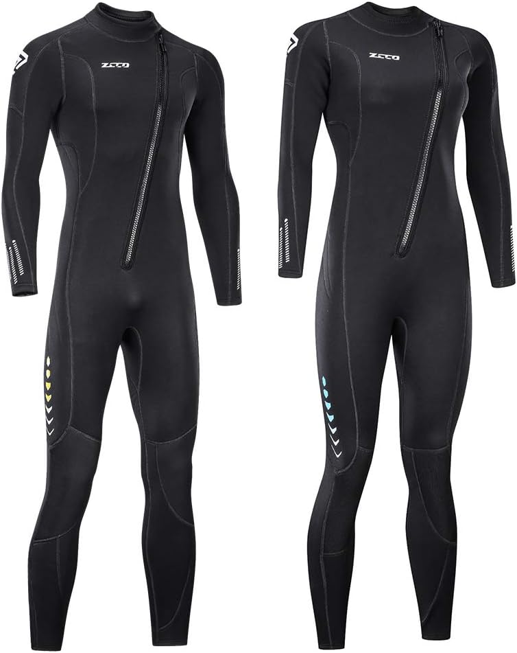 Ultra Stretch 3mm Neoprene Wetsuit, Front Zip Full Body Diving Suit, one Piece for Men-Snorkeling, Scuba Diving Swimming, Surfing