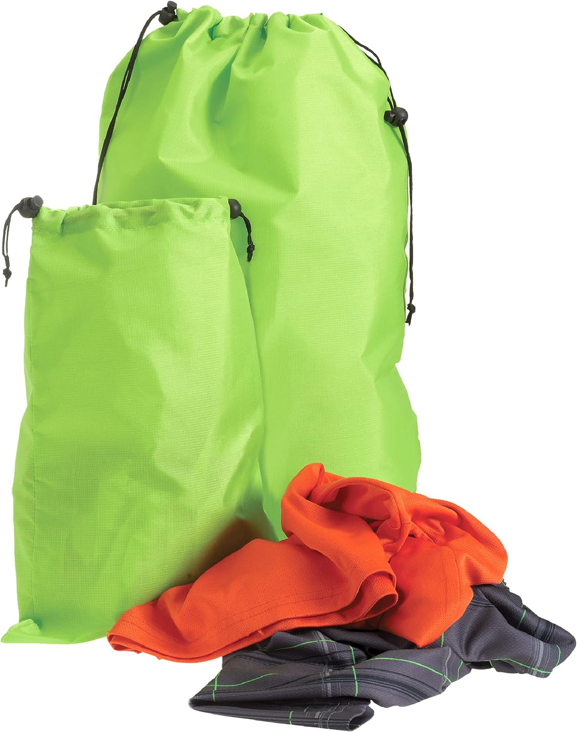 Travel Laundry Bags with Odor-Blocking Barrier for Wet and Dirty Clothes - Set of 2 Foldable Compact Bags Fit in Luggage and Packs for Gym Clothes, Shoes, Bathing Suits and Baby Clothes