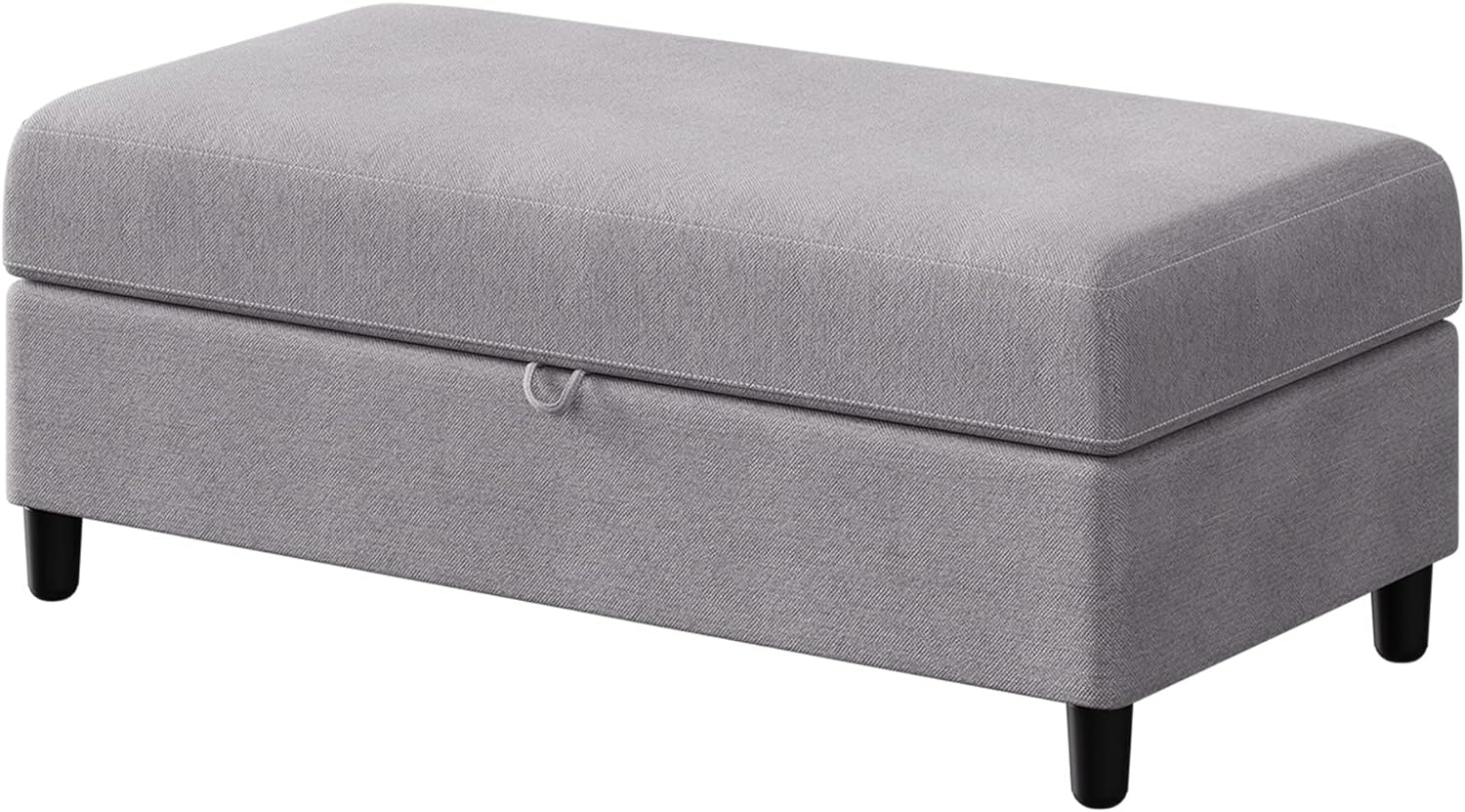 Shintenchi 45 Upholstered Storage Ottoman Bench, Rectangular Fabric Storage Footstool Bench with Hydraulic Rod for Living Room, Bedroom (Light Gray)