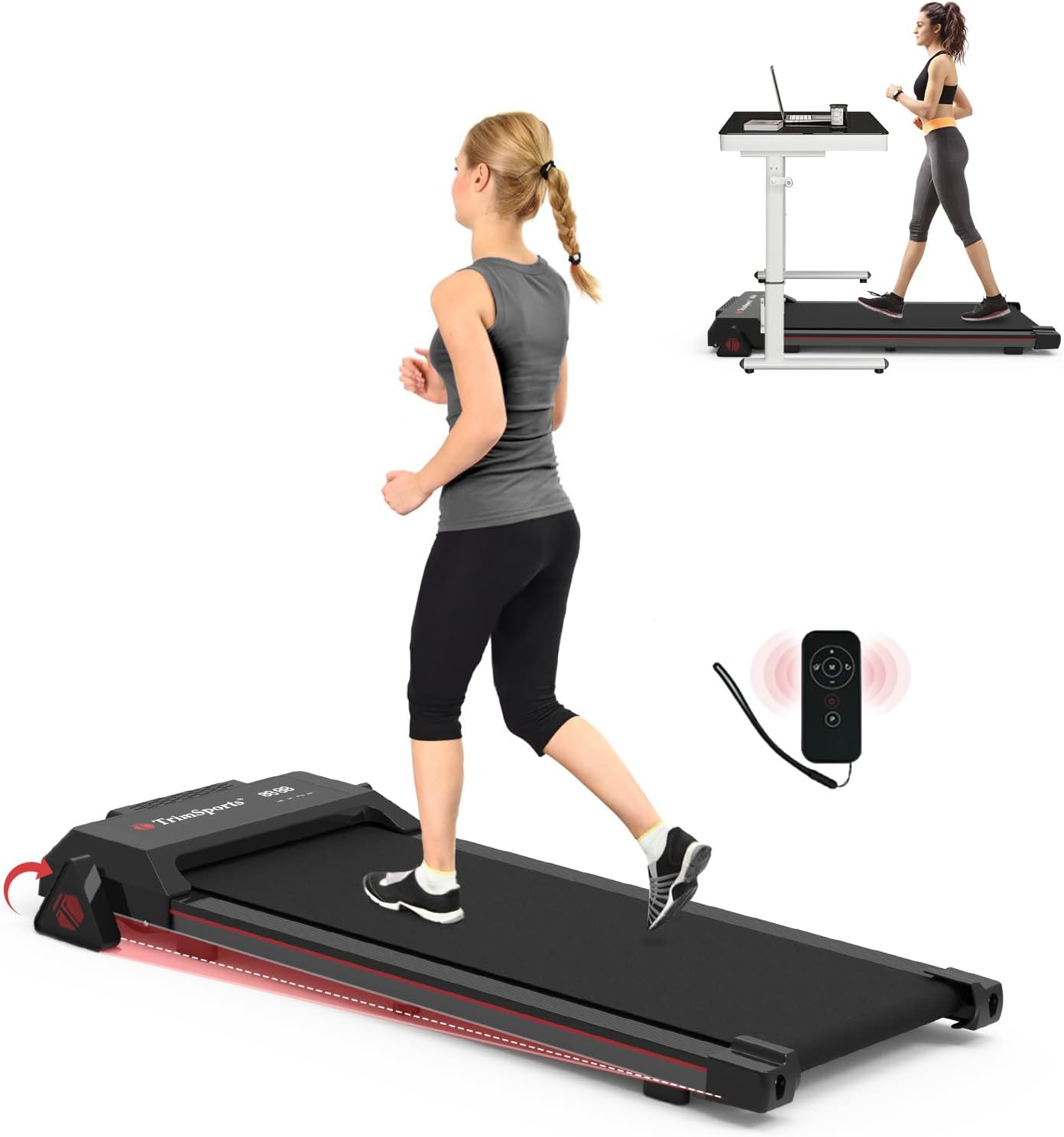 Folding Treadmill with Incline, Electric Foldable Treadmills for Home/Office, Portable Exercise Walking Machine with 3-Level Manual, Mini Treadmill for Small Space