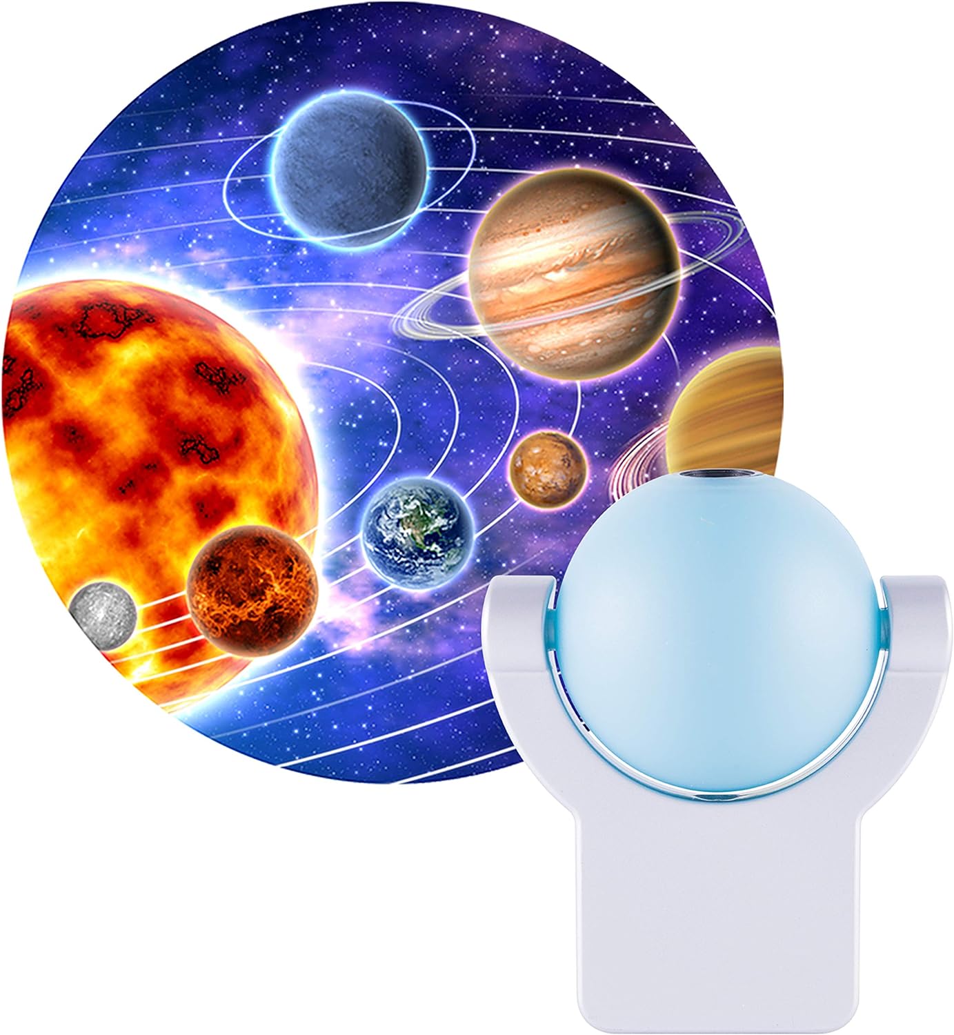 Projectables LED Space Night Light Projector, Dusk-to-Dawn Sensor, Auto On/Off, Projects Image Featuring Mercury, Venus, Earth, Mars, Saturn & Neptune on Ceiling, Wall, or Floor, Blue/Silver, 11282 , Red