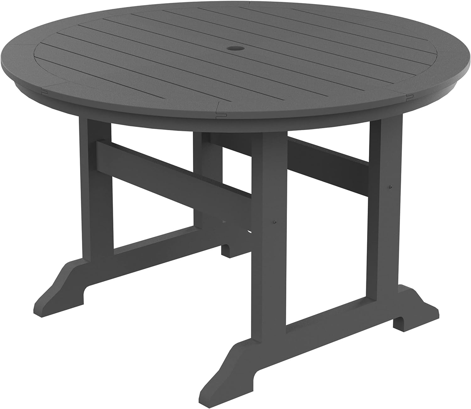 WILLIAMSPACE Patio Dining Table, 48 Round 4 Person All Weather Outdoor Dining Table with 1.96 Umbrella Hole, Outside Patio Furniture for Patio, Deck, Yard,Lawn Garden, Grey