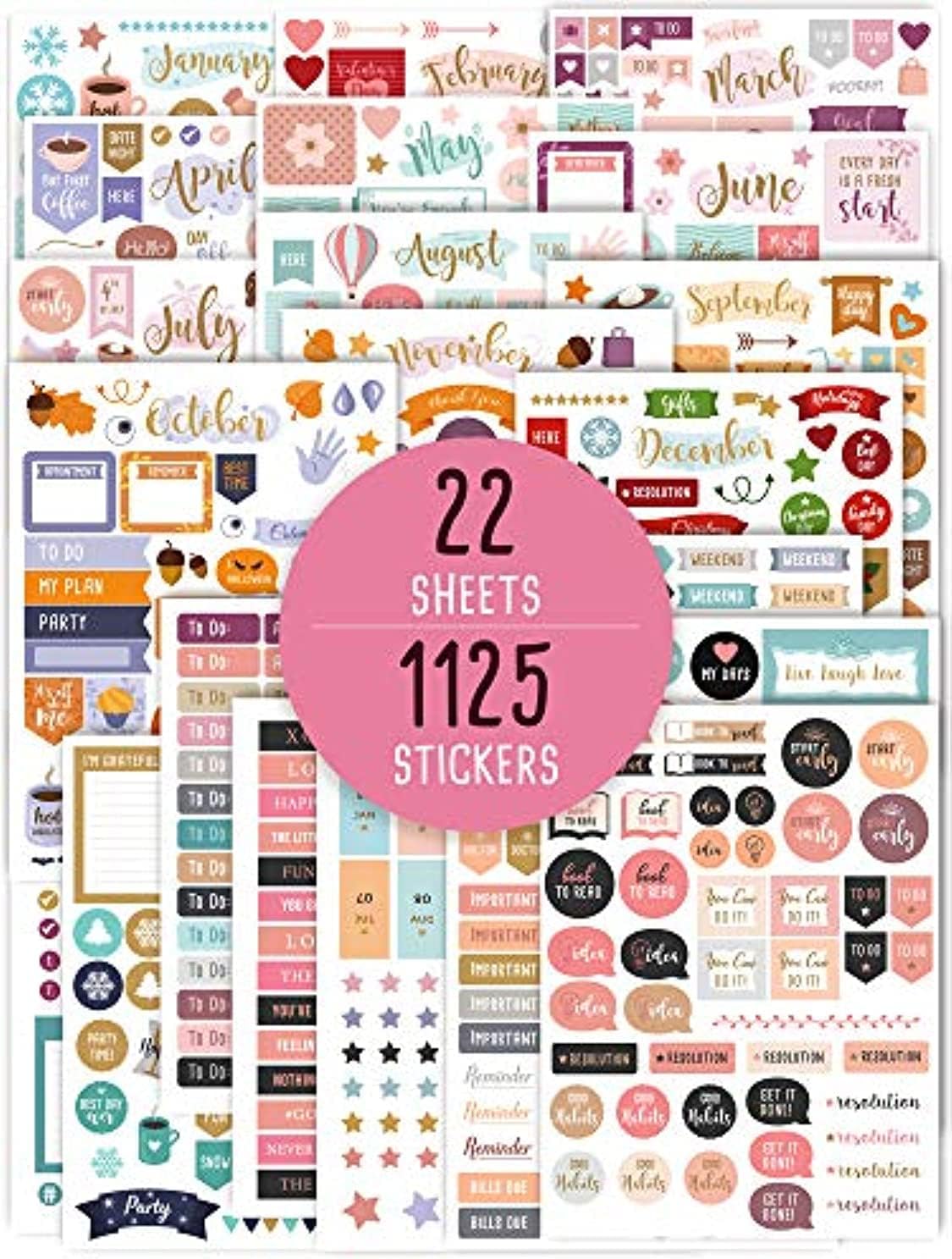 Aesthetic Monthly Planner Stickers - 1100  Beautiful Design Accessories Enhance and Simplify Your Planner, Journal and Calendar