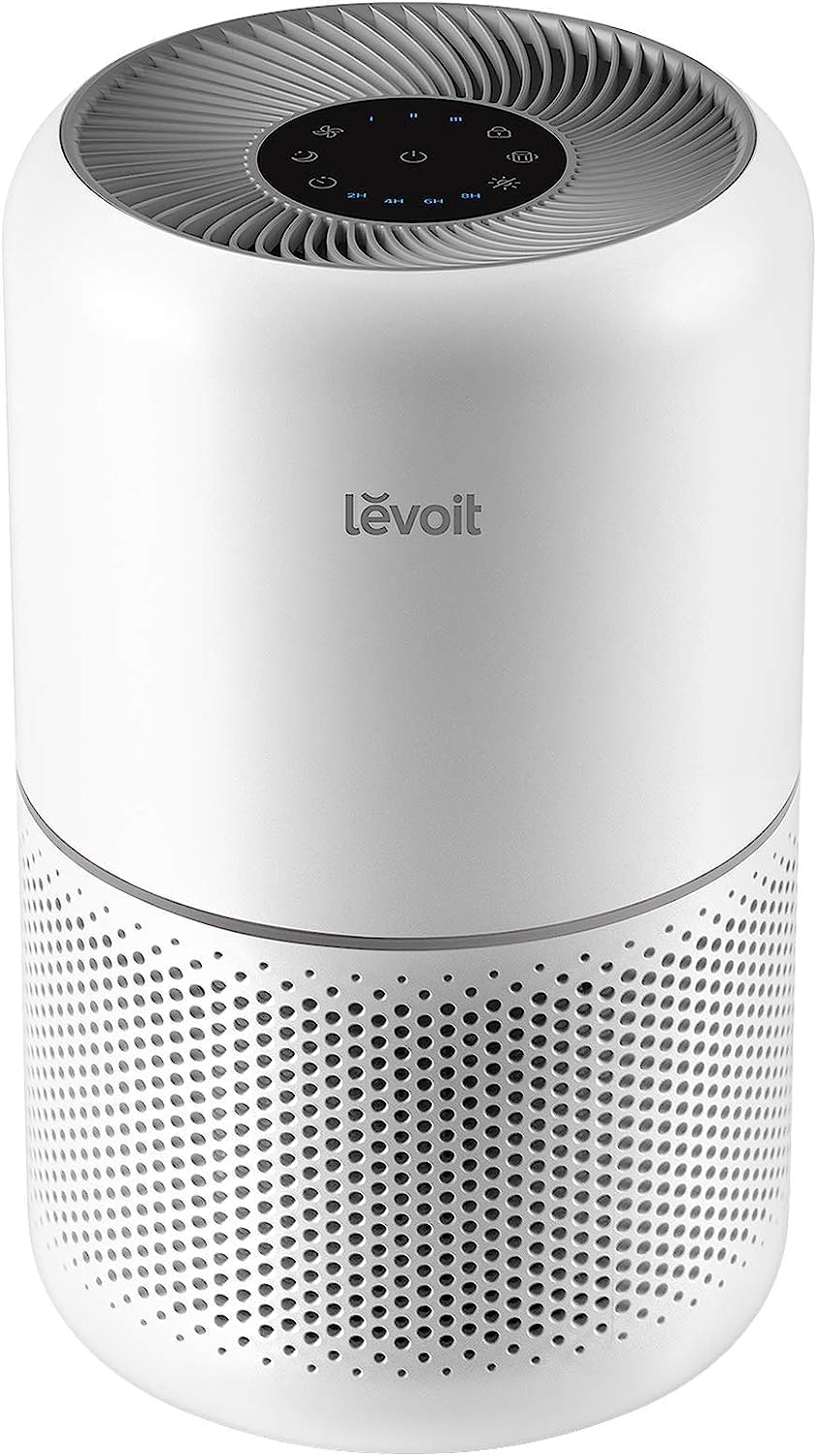 LEVOIT Air Purifier for Home Allergies Pets Hair in Bedroom, Covers Up to 1095 ft by 45W High Torque Motor, 3-in-1 Filter with HEPA sleep mode, Remove Dust Smoke Pollutants Odor, Core300-P, White