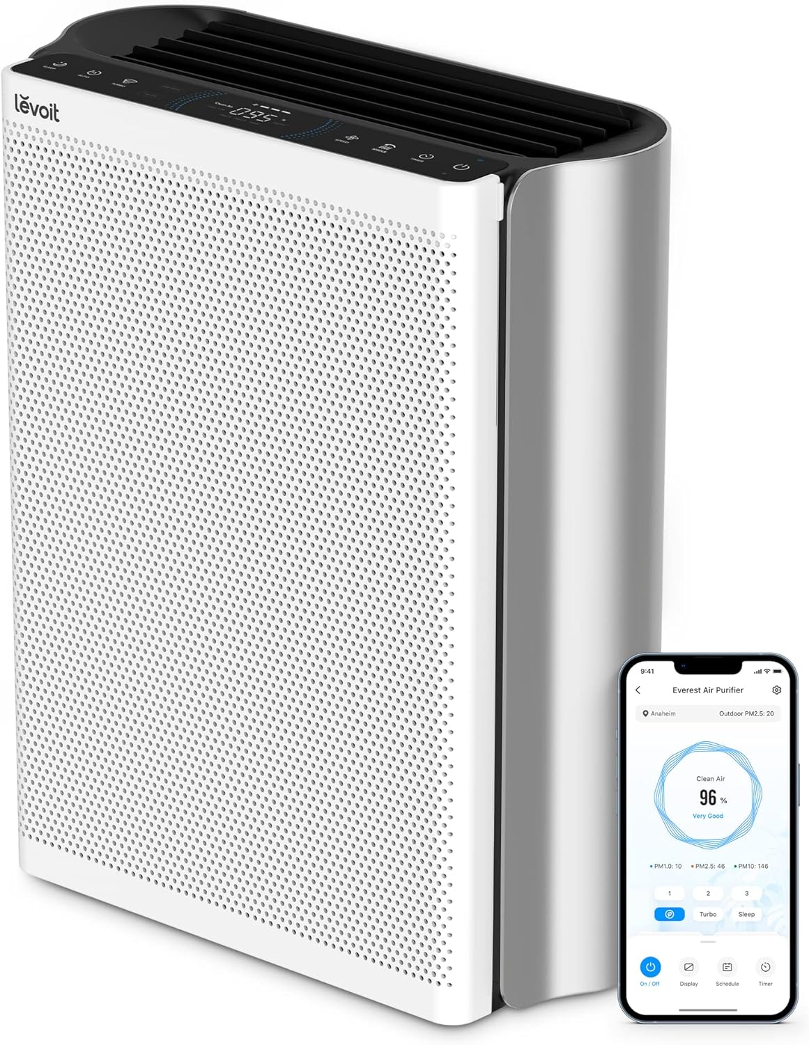 LEVOIT Air Purifiers for Home Large Room with Washable Filter, 3-Channel Air Quality Monitor, Smart WiFi and Filter for Pets, Allergies, Smoke, Dust, Pollen, Alexa Control, 1395 Ft, EverestAir