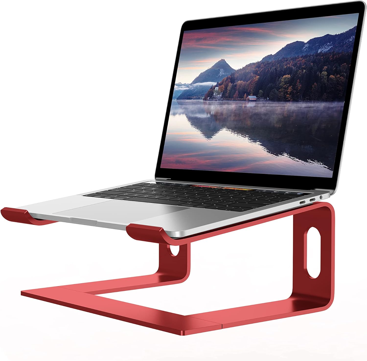 ALASHI Laptop Stand for Desk, Aluminum Computer Riser, Ergonomic Notebook Holder, Detachable Metal Laptops Elevator, PC Cooling Mount Support 10 to 15.6 Inches Notebook, Red