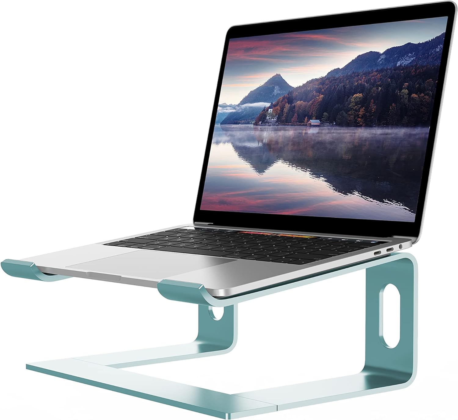 ALASHI Laptop Stand for Desk, Aluminum Computer Riser, Ergonomic Notebook Holder, Detachable Metal Laptops Elevator, PC Cooling Mount Support 10 to 15.6 Inches Notebook, Aqua Blue