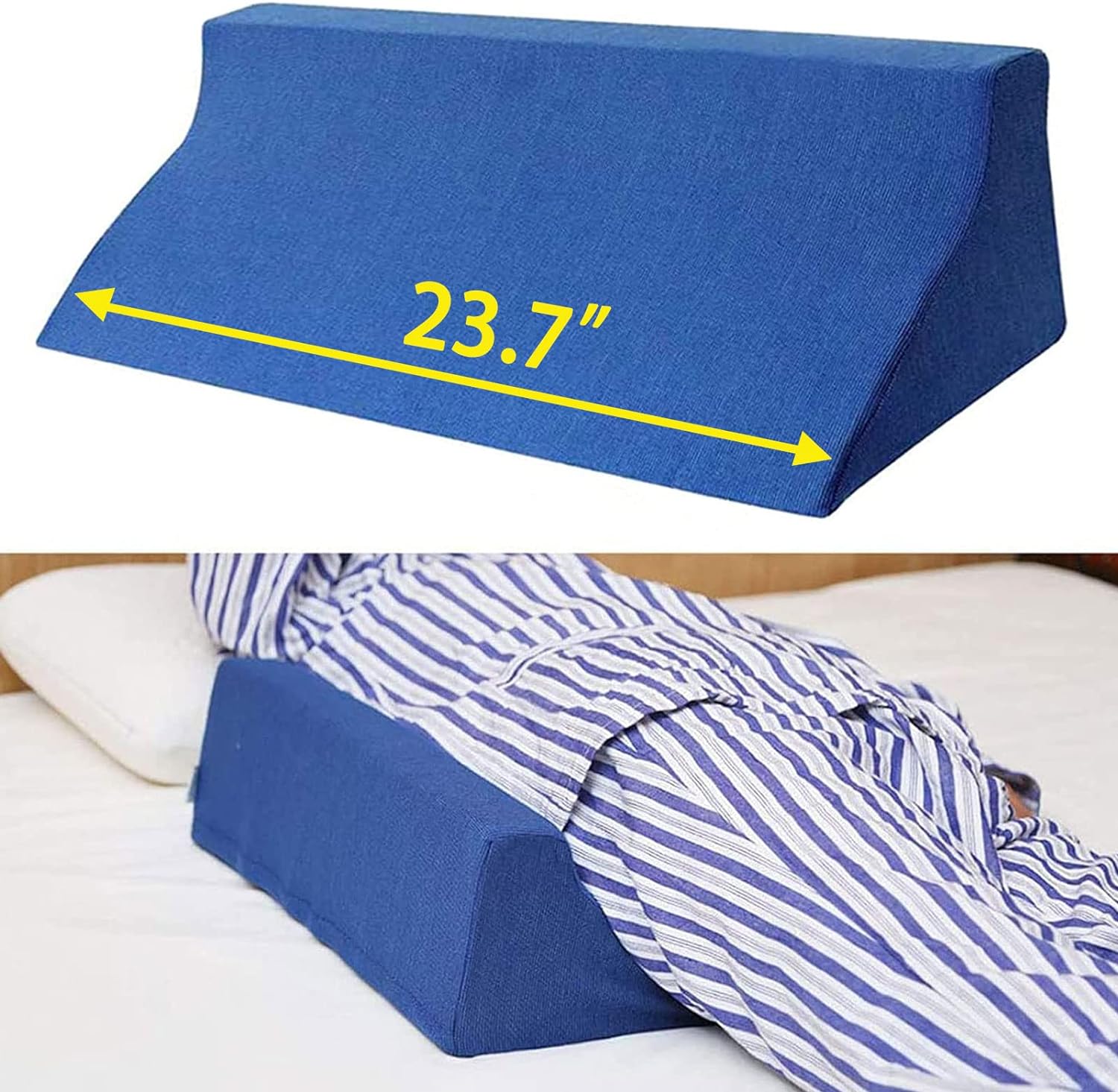 Fanwer Bed Wedge Pillow for Sleeping Body Position Wedges Back Positioning Elevation Pillows Blue Pray Case Pregnancy Bedroom Eevated Body Alignment Ankle Support Pillow Leg Bolster