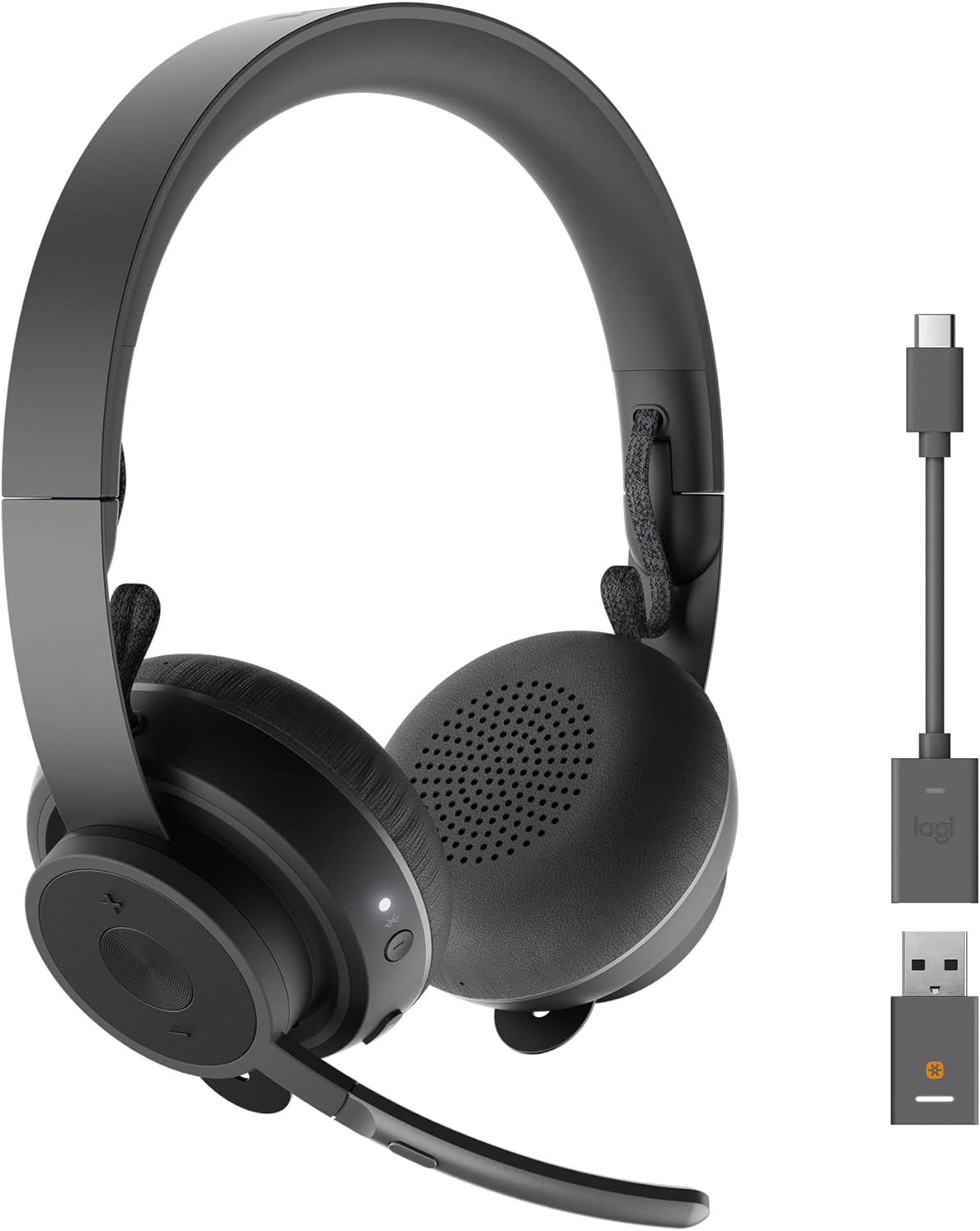 Logitech Zone 900 On-Ear Wireless Bluetooth Headset with Advanced Noise-canceling Microphone, Connect up to 6 Wireless Devices with one Receiver, Quick Access to ANC and Bluetooth