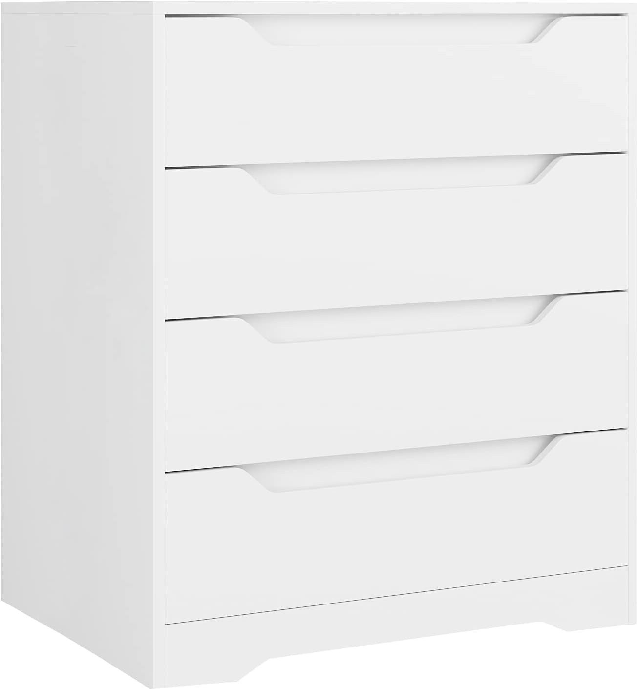 HOSTACK Modern 4 Drawer Dresser with Cut-Out Handles, Accent Storage Cabinet for Living Room, Entryway, Hallway, White