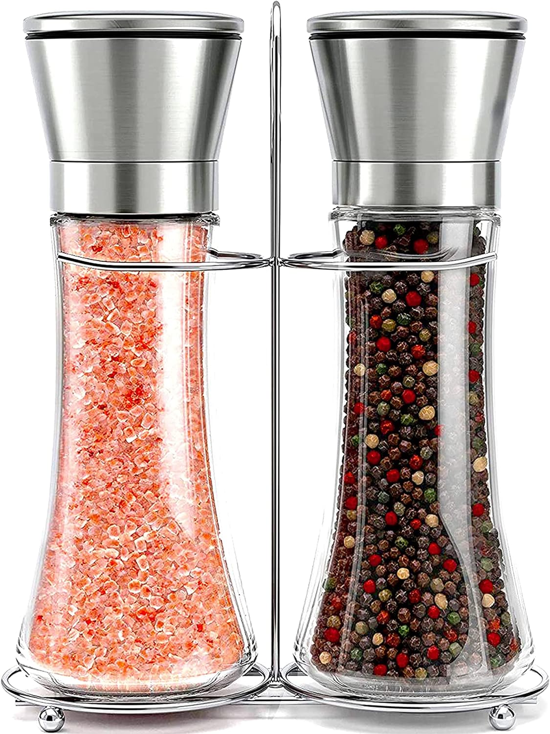 Willow & Everett Salt and Pepper Grinder Set - Stainless Steel Refillable Salt & Peppercorn Shakers