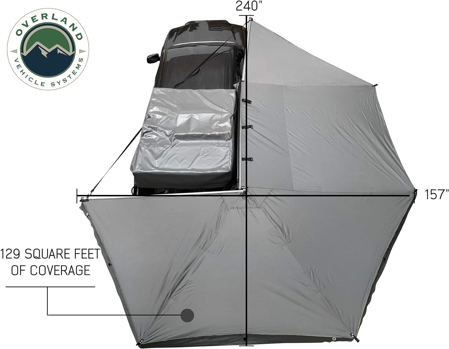 OVS Awning 270 Passenger Side - Dark Gray Cover with Black Cover Universal