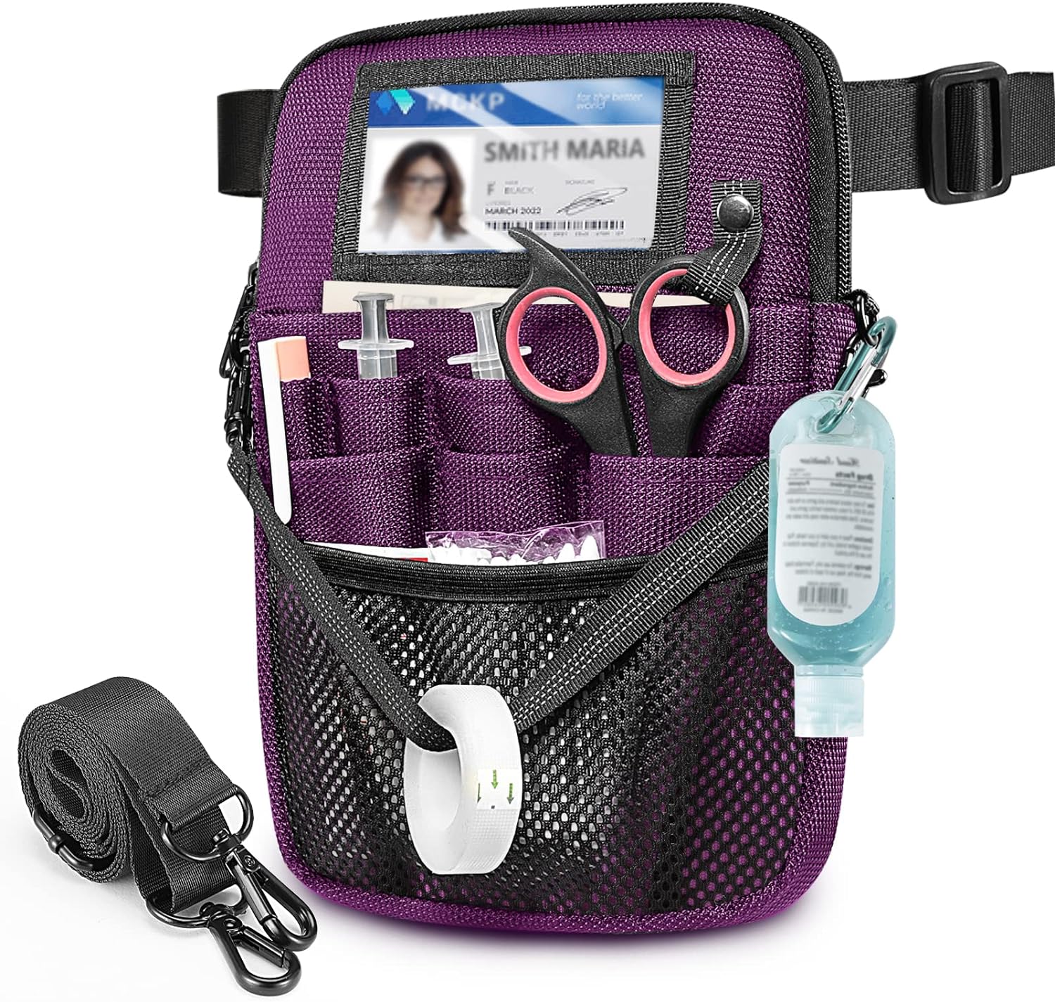 Nurse Fanny Pack with Tape Holder, SITHON Multi Compartment Medical Gear Pocket Belt Bag Nursing Organizer Pouch | Utility Waist Pack for Stethoscopes, Bandage Scissors Other Medical Supplies, Purple