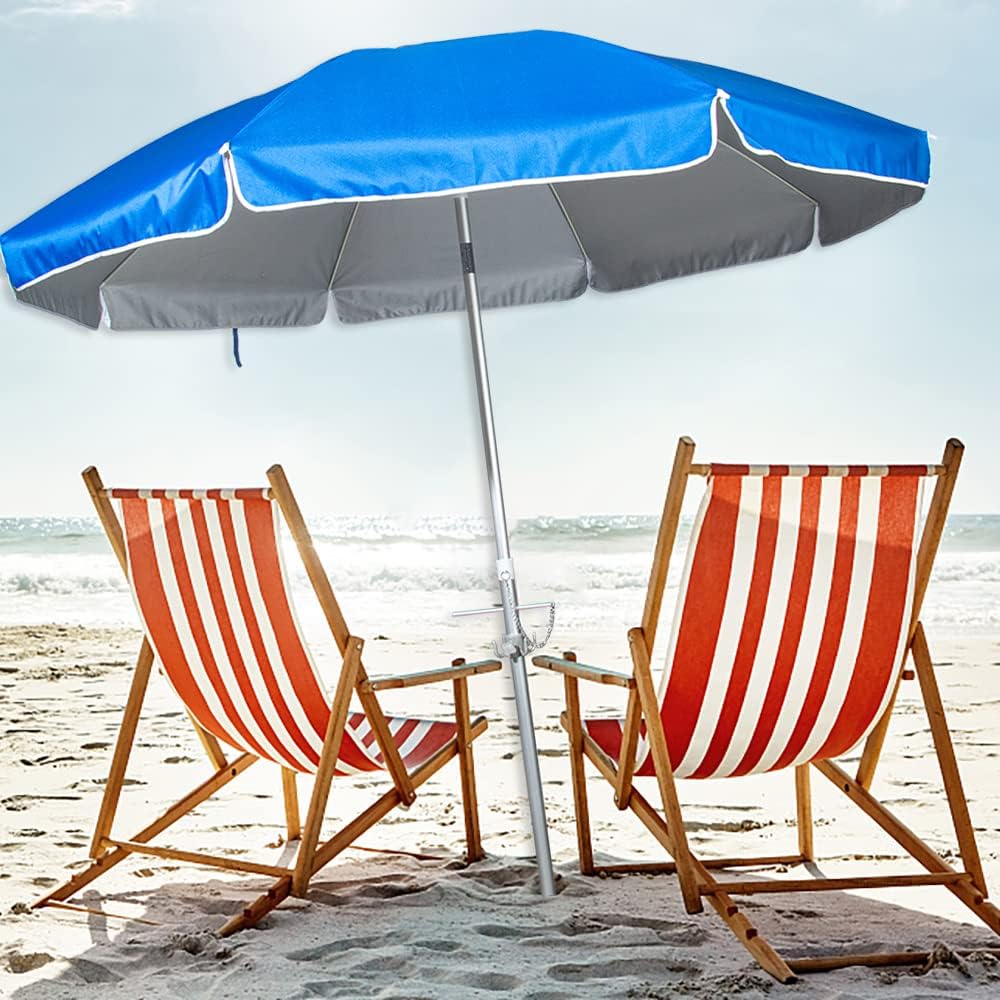 Snail Beach Umbrella Outdoor Portable Sunshade Umbrella for Sand & Sun UPF 50  Protection High Wind Beach Umbrellas with Sand Anchor Tilt Aluminum Pole Air Vent and Carry Bag