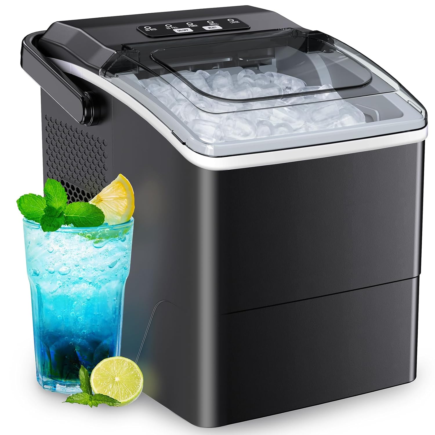 Ice Makers Countertop - Ice Maker Machine 6 Mins 9 Bullet Ice, 26 Lbs/24 Hrs, Portable Countertop Ice Maker with Self Cleaning Function, Ice Maker for Home/Kitchen/Party, Black